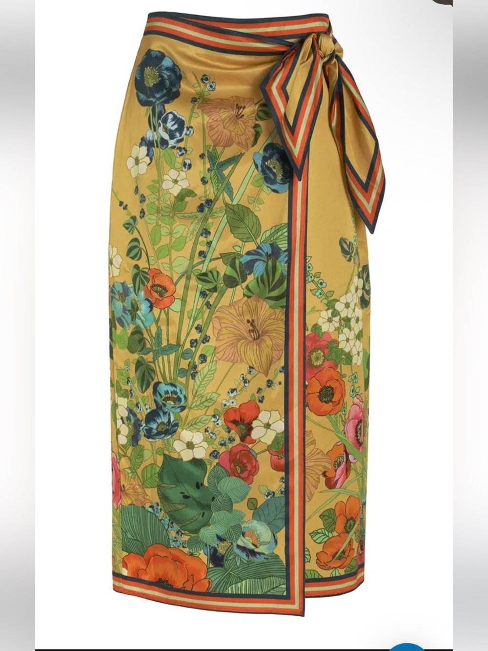 Alemais Cresida Sarong Skirt Yellow Floral Wrap Midi floral Revolve $425 Sz 0 - Picture 2 of 11